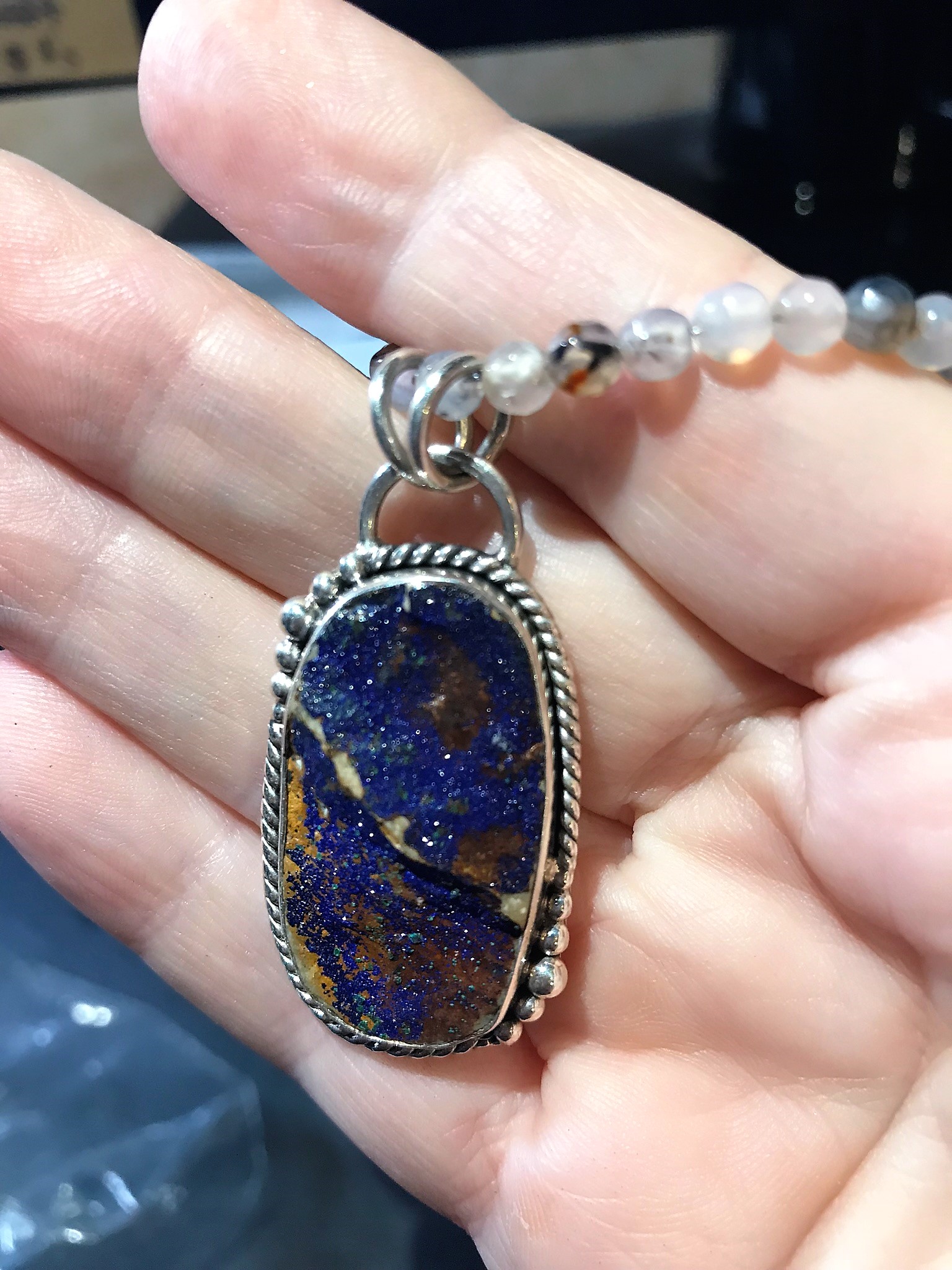 Azurite Druzy pendant