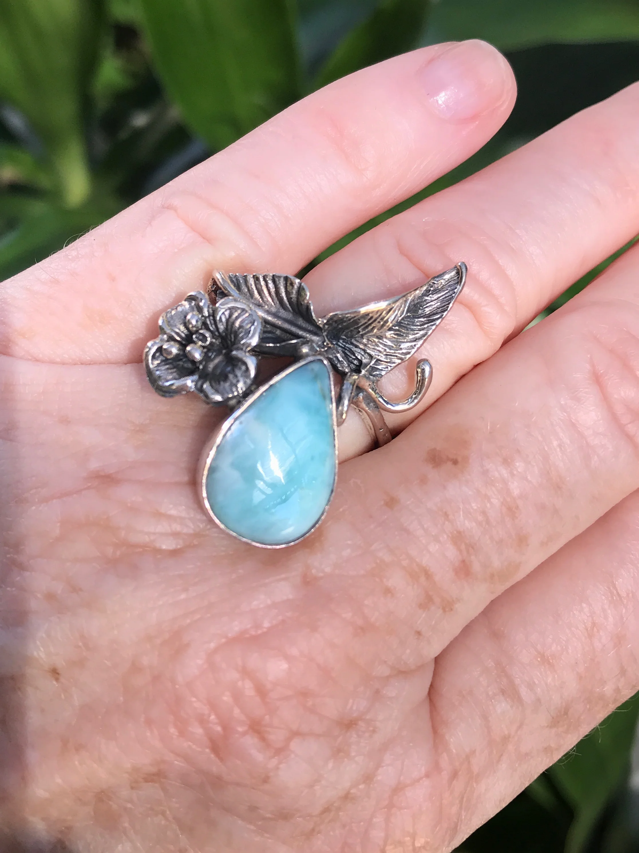 larimar ring sterling silver size 8