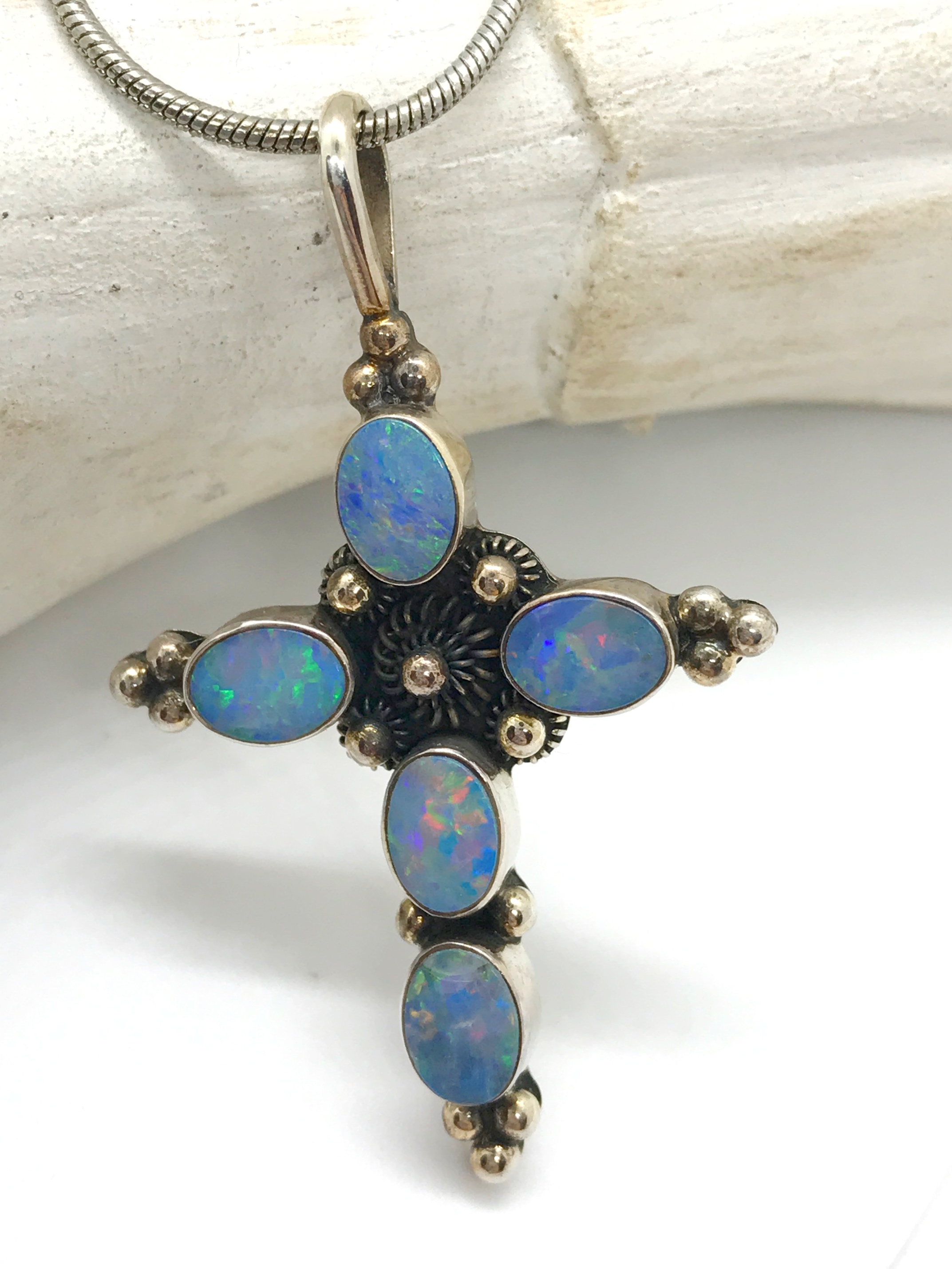 Opal cross, sterling silver from bali