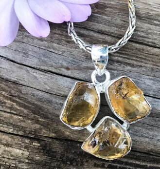 citrine gemstones set in sterling silver