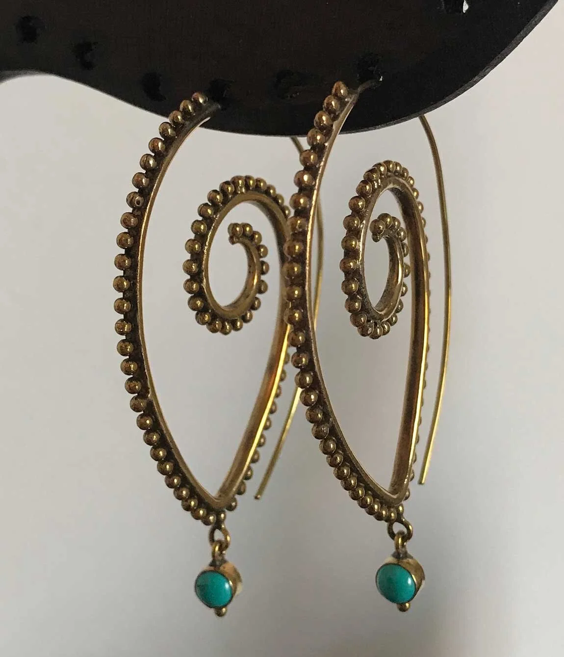 BRASS EARRINGS WITH TURQUOISE 