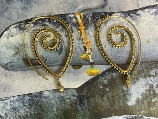 Labradorite and Brass earrings from India