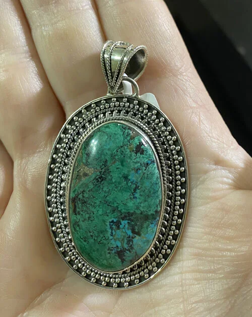 Chrysocolla pendant set in Sterling Silver
