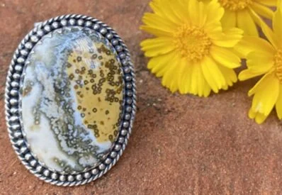 STERLING SILVER OCEAN JASPER RING ADJUSTABLE