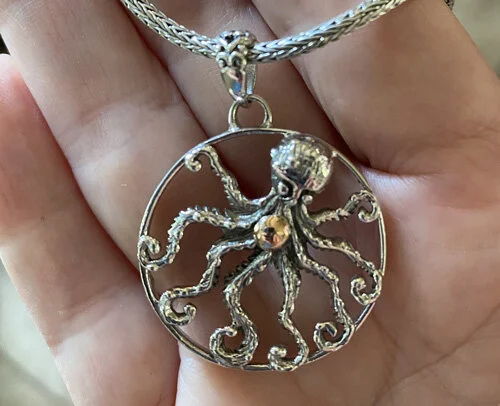 STERLING SILVER OCTOPUS PENDANT HANDMADE IN BALI
