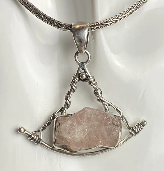 Rose Quartz and sterling silver pendant