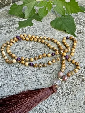 5 COLOR JADE, SUGILITE, FLOURITE 108 BEAD MALA