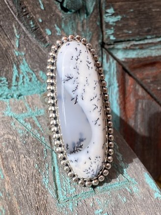 Dendritic Opal/Agate ring set in Sterling Silver
