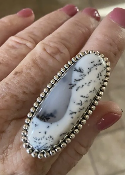 Dendritic Opal/Agate ring set in Sterling Silver