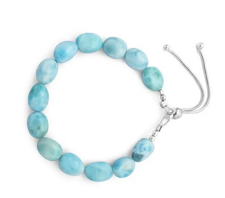 large larimar bead bracelet -