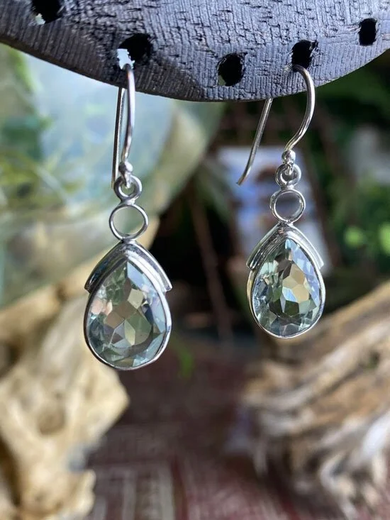 Green Quartz Earrings sterling silver bali