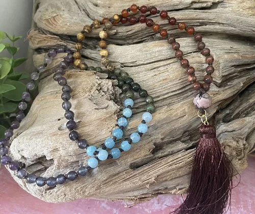 Hand-knotted gemstone malas