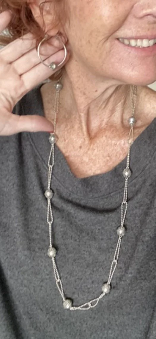 Sterling Silver necklace, Balinese jewelry, Unique necklace, Unique silver chain