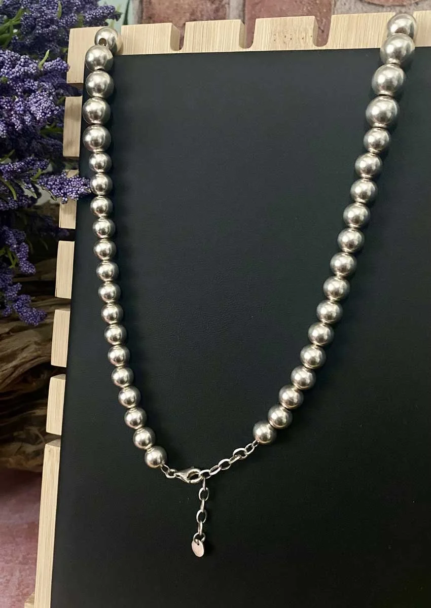 sterling silver bead necklace.  graduated bead necklace . handmade jewelry. bali artisian necklace, earthly elegant necklace, handcrafted silver beads, unique beaded necklace artisanal silver necklace