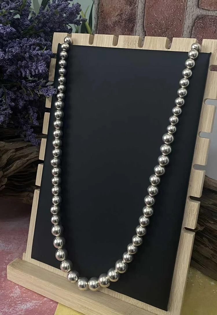 sterling silver bead necklace.  graduated bead necklace . handmade jewelry. bali artisian necklace, earthly elegant necklace, handcrafted silver beads, unique beaded necklace artisanal silver necklace