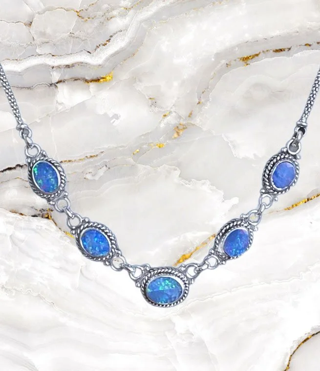 Sterling silver opal necklace Dainty opal jewelry Boho opal necklace Handmade opal pendant