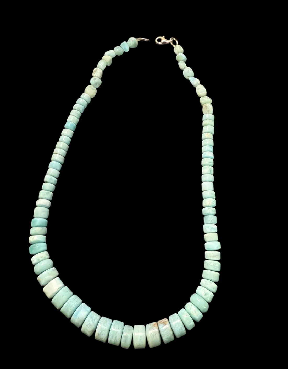 Larimar Beaded Necklace – Genuine Rondelle & Nugget Gemstones | Boho Ocean-Inspired Jewelry