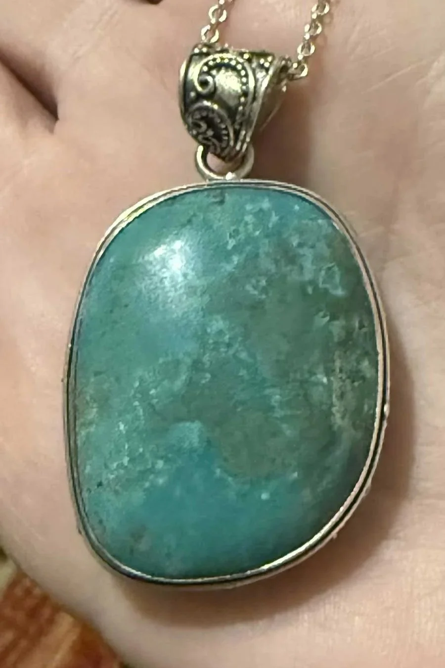 turquoise pendant, sterling silver, handmade jewelry, Balinese pendant, boho necklace, artisan jewelry, gemstone necklace, turquoise jewelry, Bali silver