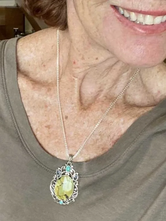 Earthy Elegance Pendant, Handcrafted Jewelry, Bohemian Style Necklace, Artisan Pendant, Statement Jewelry, Unique Turquoise pendant