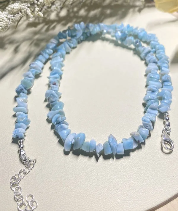 Larimar necklace, Boho jewelry, ocean gemstone, handcrafted jewelry, blue gemstone pendant, Caribbean gemstone, organic necklace, sustainable jewelry, nature-inspired jewelry