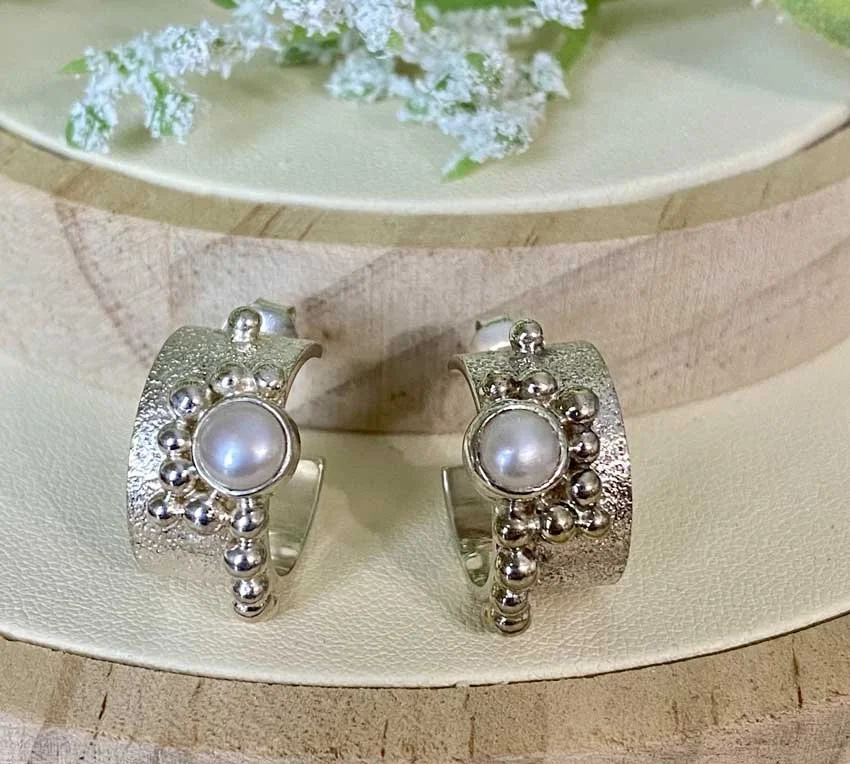 Elegant pearl jewelry  Luxury pearl earrings  Classic sterling silver  Fine jewelry  Timeless pearl earrings