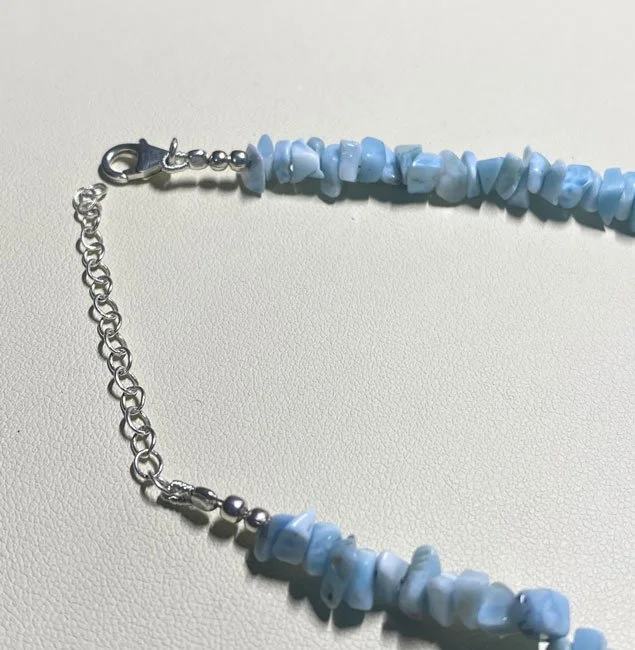 Larimar necklace, Boho jewelry, ocean gemstone, handcrafted jewelry, blue gemstone pendant, Caribbean gemstone, organic necklace, sustainable jewelry, nature-inspired jewelry