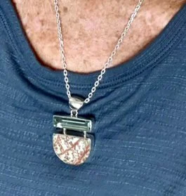 Boho artisan gemstone necklace featuring natural Red Jasper and Blue Obsidian set in sterling silver