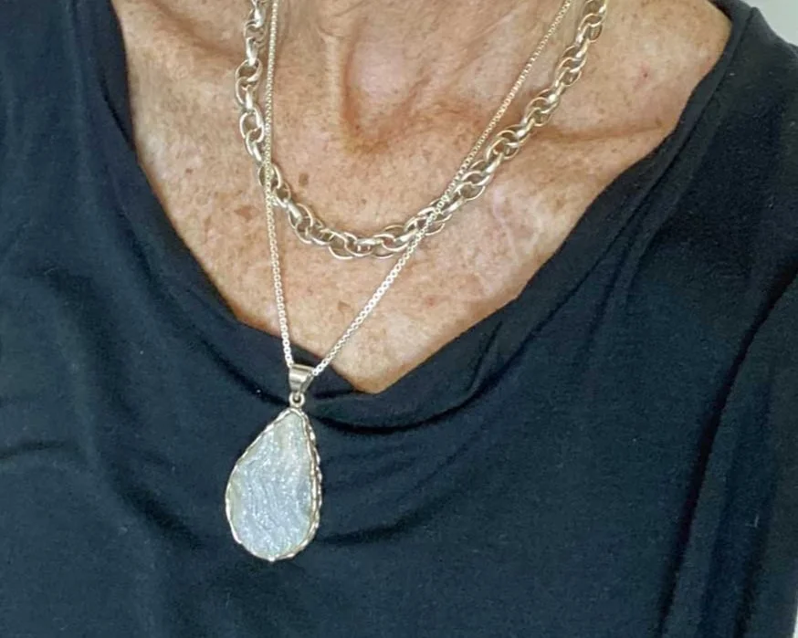 druzy, sterling silver pendant, crystal pendant, druzy pendant, unique jewelry