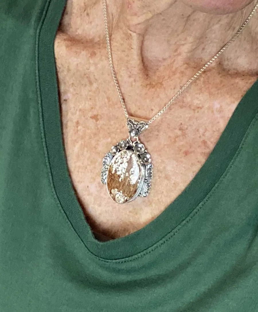 brown jasper, natural gemstone, sterling silver, bali design, vintage design pendant