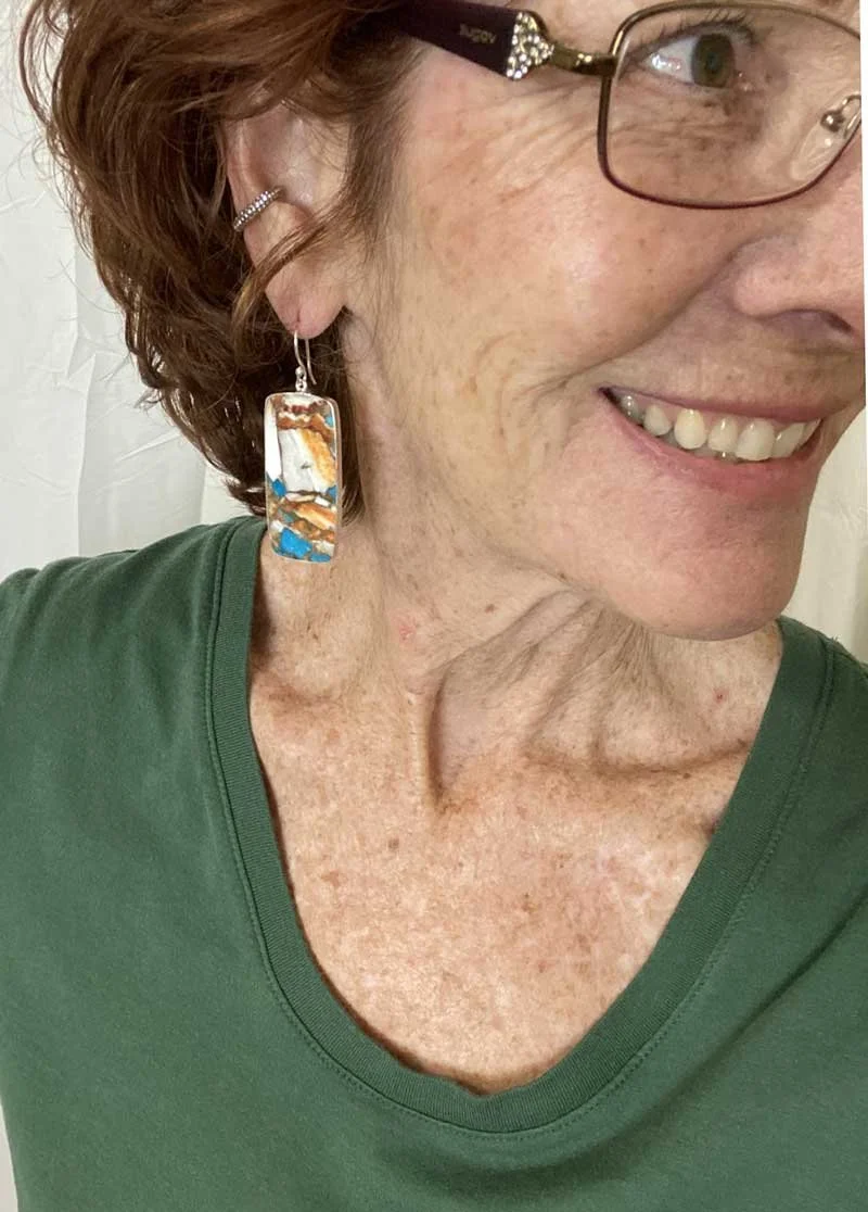 spiny oyster turquoise earrings sterling silver