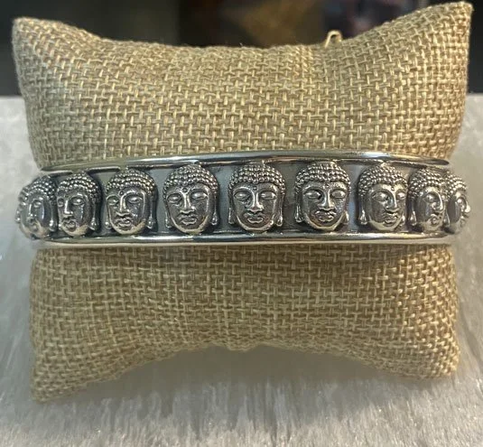 Meditation bracelet, Silver cuff for meditation, Sterling silver spiritual cuff, Buddha symbol bracelet, Unique Buddha cuff bracelet,