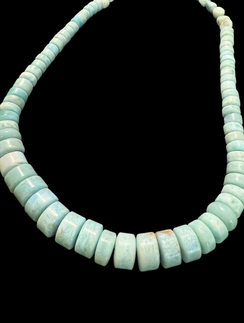 Larimar Beaded Necklace – Genuine Rondelle & Nugget Gemstones | Boho Ocean-Inspired Jewelry