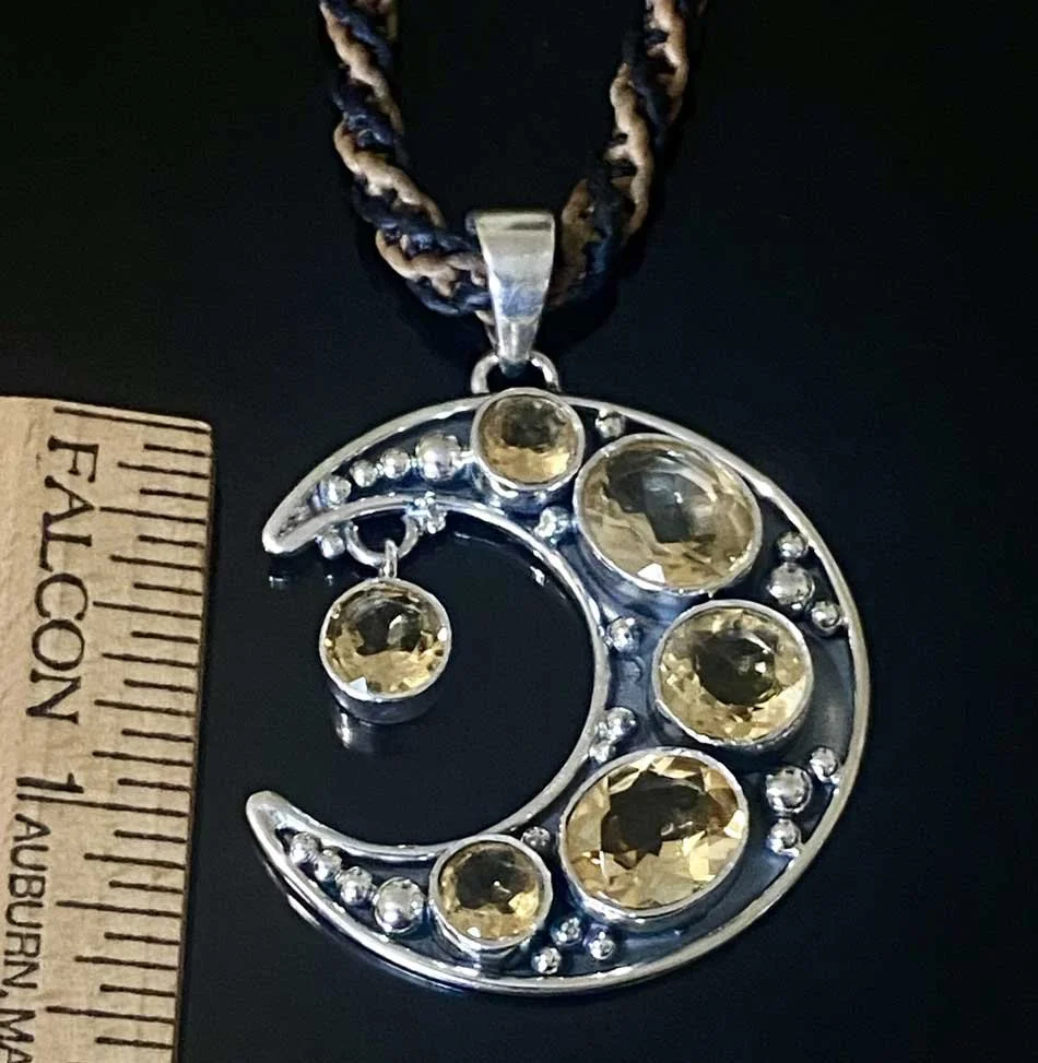 Moon Pendant Gemstone Jewelry Ethereal Jewelry Organic Jewelry Artisan Pendant Celestial Necklace Unique Jewelry Citrine Crescent Moon