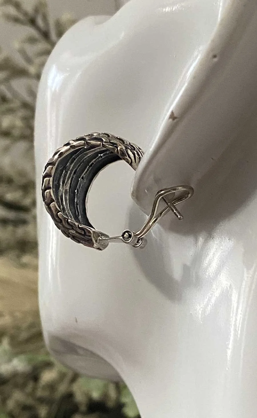 Handmade sterling silver earrings Bali artisan jewelry Boho style earrings Organic silver jewelry Handcrafted silver hoops Elegant sterling silver