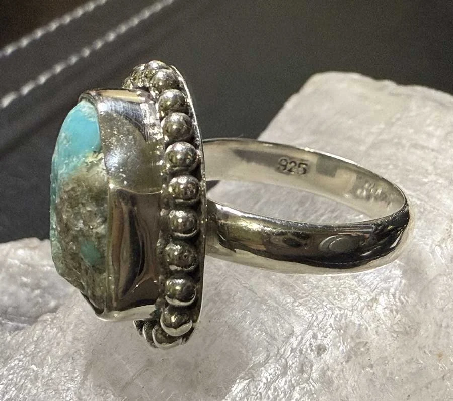 bohemian statement jewelry, natural stone ring, turquoise spiritual ring