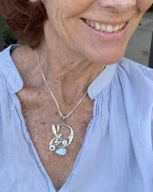 Fairy Pendant Gemstone Jewelry Whimsical Jewelry Silver Necklace Enchanted Jewelry Larimar Necklace Blue Topaz Earrings Sterling Silver Pendant Fairy Accessories Mythical Jewelry