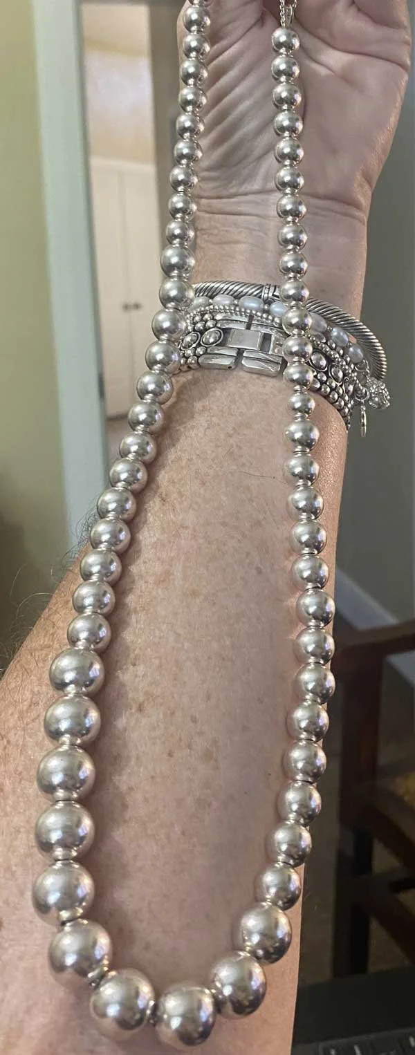 sterling silver bead necklace.  graduated bead necklace . handmade jewelry. bali artisian necklace, earthly elegant necklace, handcrafted silver beads, unique beaded necklace artisanal silver necklace