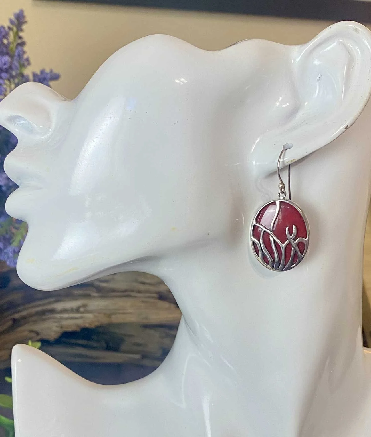 red coral sterling silver earrings, red coral gemstone, red coral sterling silver earrings handmade in Bali