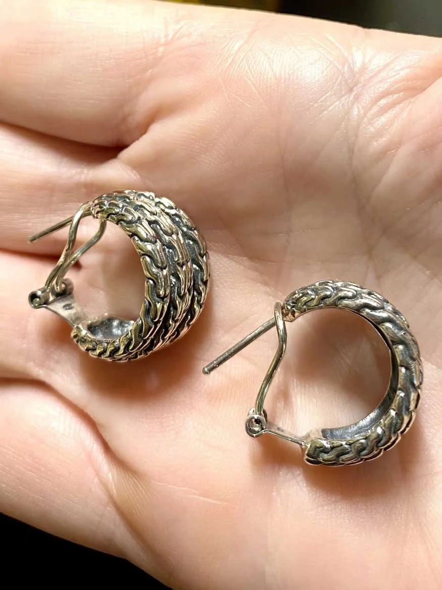 Unique handmade earrings Bali handmade jewelry Sterling silver braided earrings Artisan crafted earrings