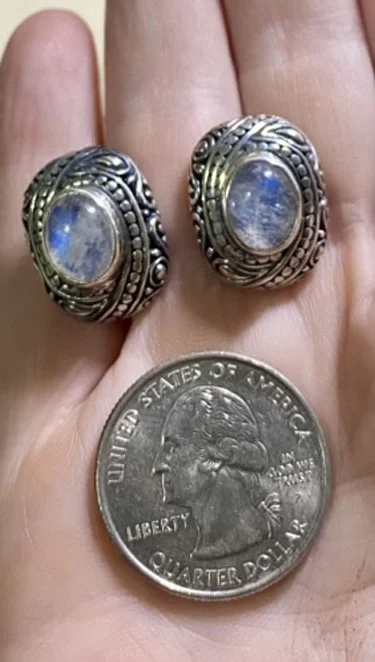 Moonstone Earrings, Balinese Jewelry, Boho Chic Earrings, Handmade Silver Jewelry, Artisan Moonstone Jewelry, Healing Gemstone Earrings, Spiritual Jewelry,