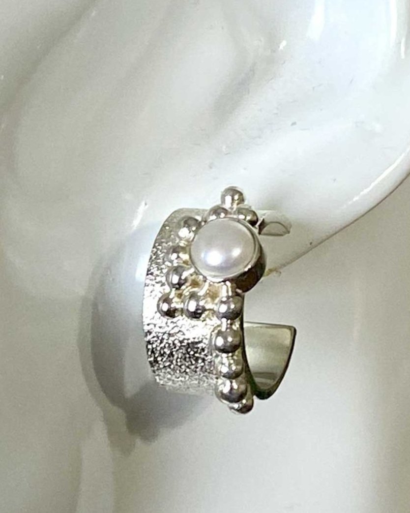 Pearl and silver earrings  Designer pearl earrings  High-quality pearl earrings  Unique pearl jewelry  Sterling silver pearl earrings