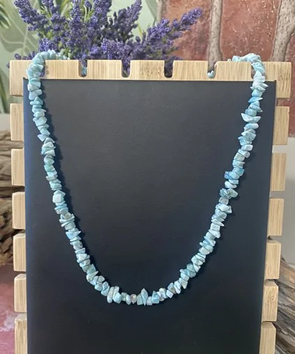Larimar necklace, Boho jewelry, ocean gemstone, handcrafted jewelry, blue gemstone pendant, Caribbean gemstone, organic necklace, sustainable jewelry, nature-inspired jewelry