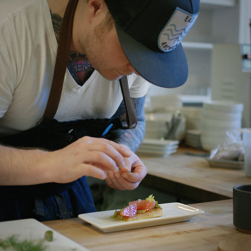 Chef Brian Plating an Entrée