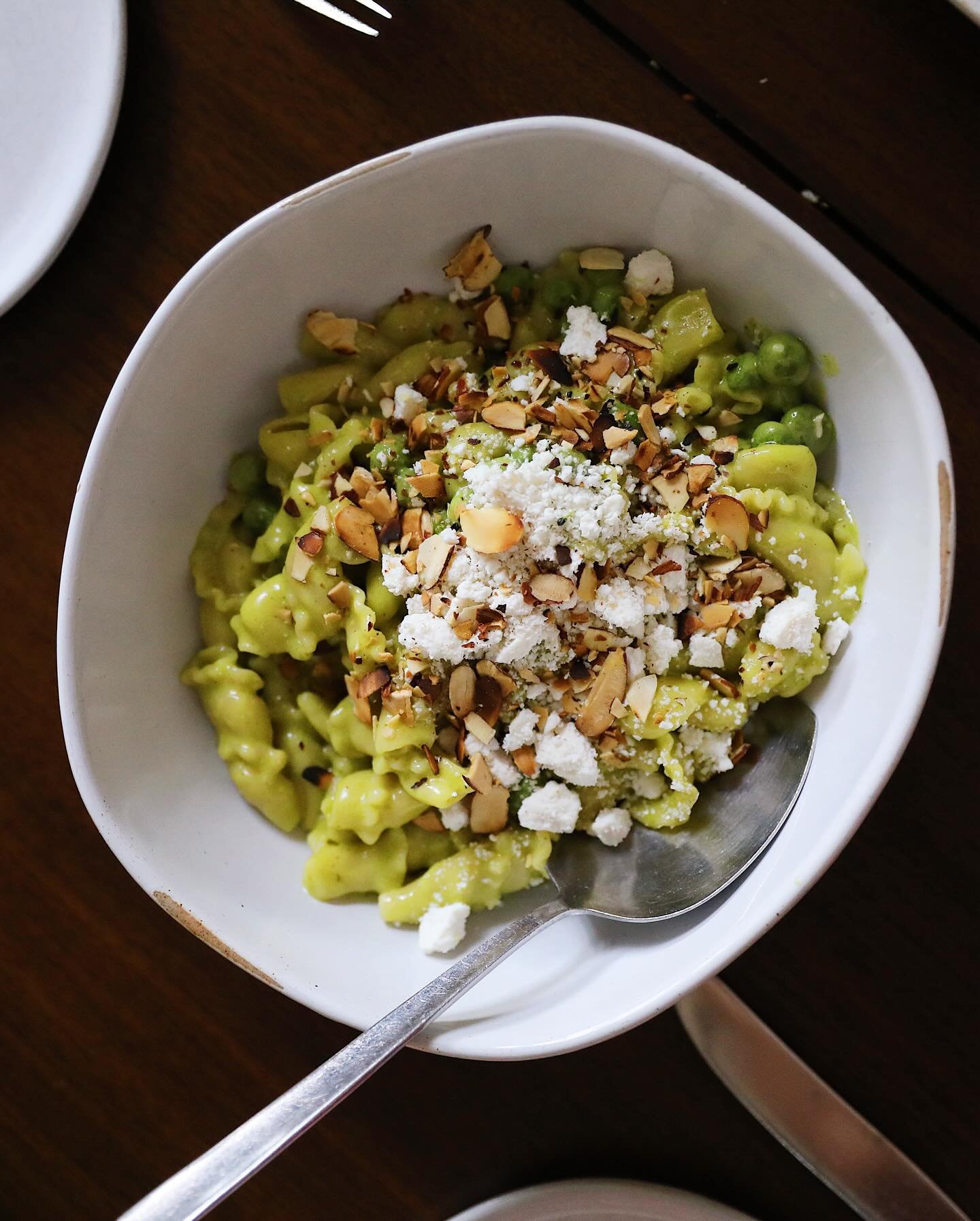 Sit down, relax, enjoy the weekend. Our Campanelle has been a crowd favorite. Made with arugula pesto, English peas, almond, and ricotta salata &mdash; it&rsquo;s rich, creamy, and hits all the right notes.