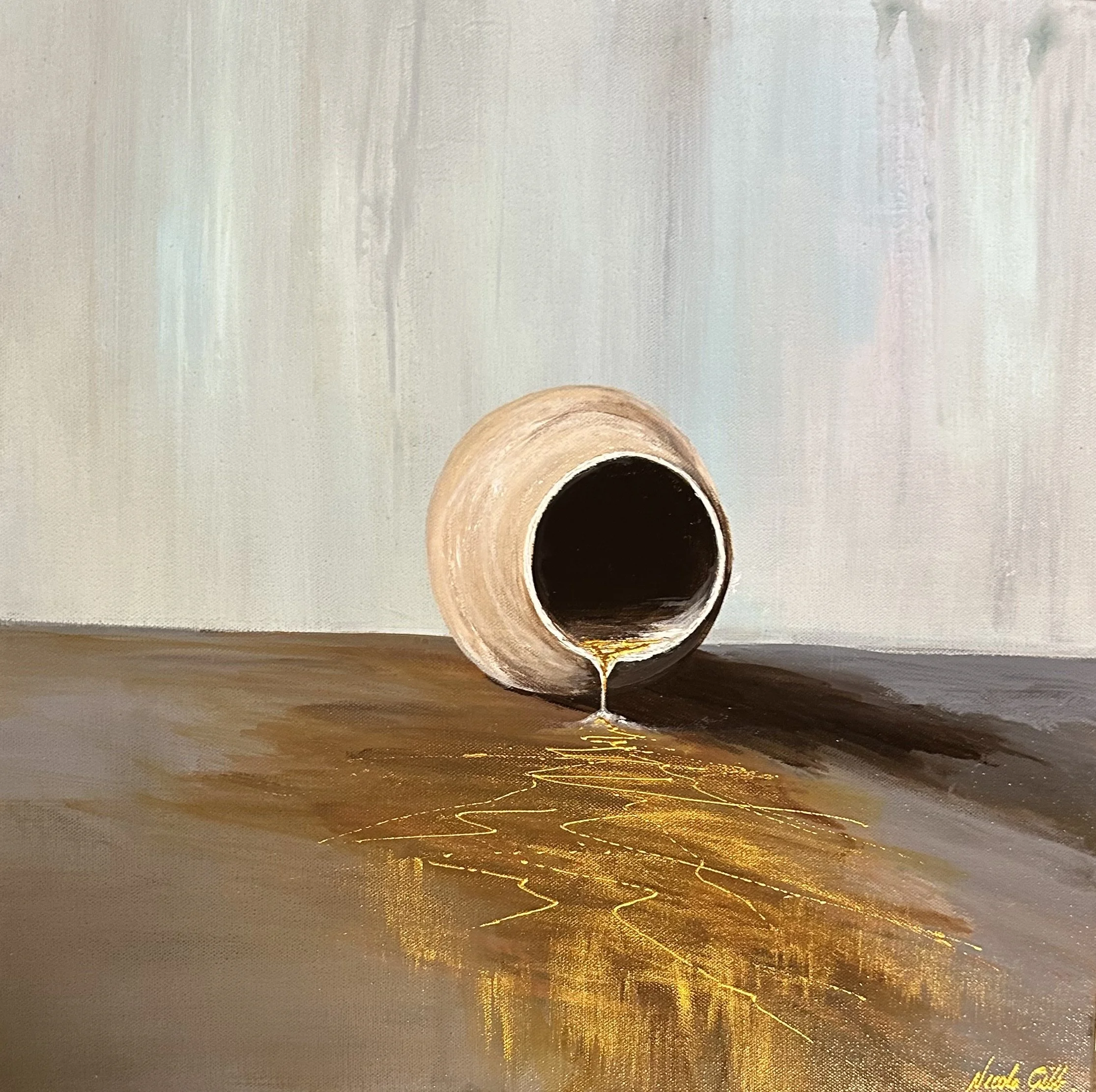 Alabaster Jar - small framed oak