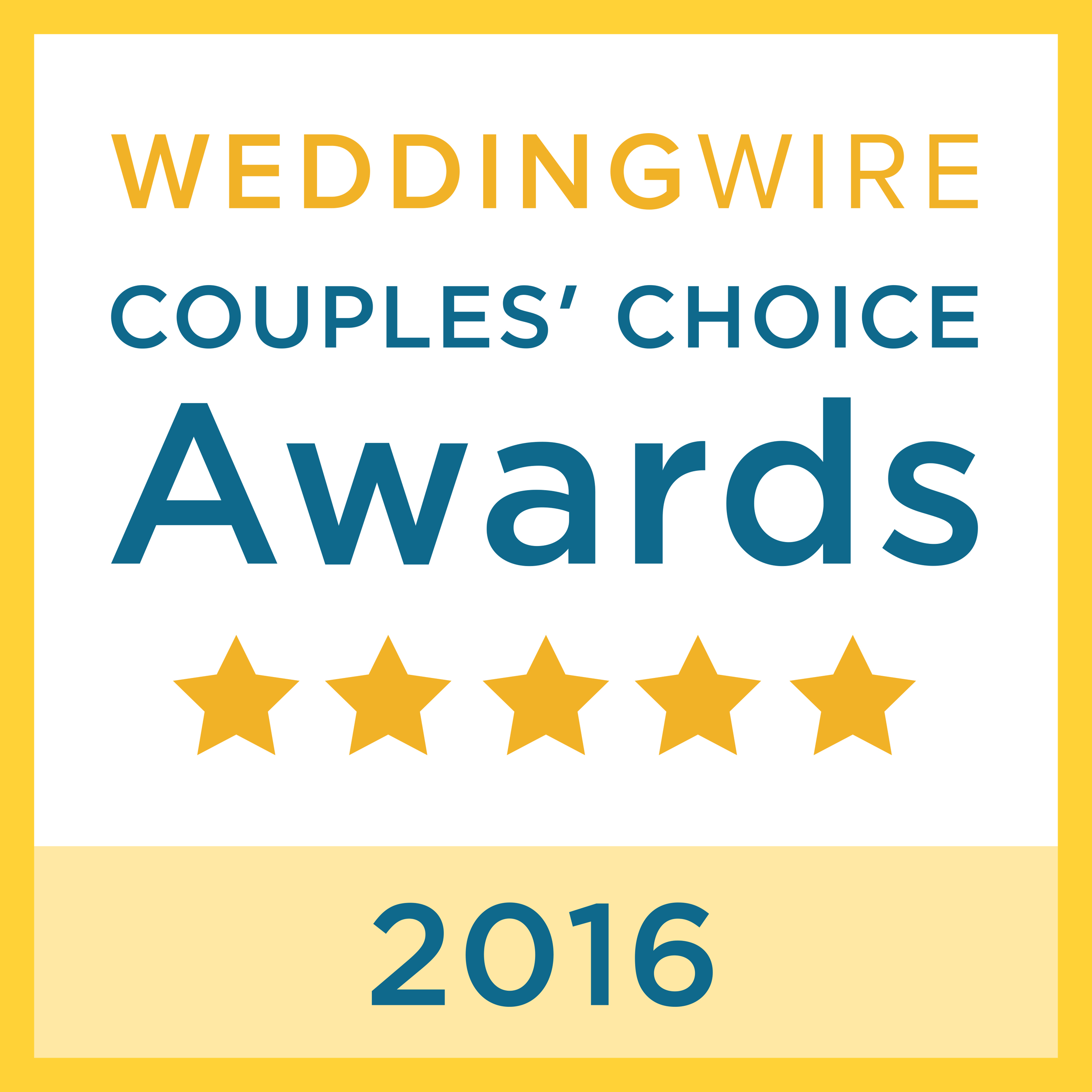 2016 WeddingWire Couples' Choice Recipient