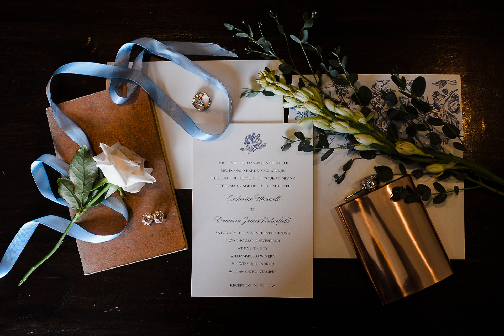 wedding invitation winery wedding light blue