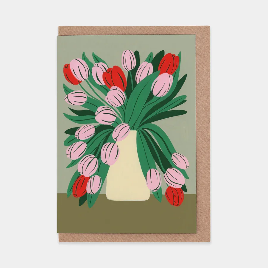 Pink Tulips - Greeting Card