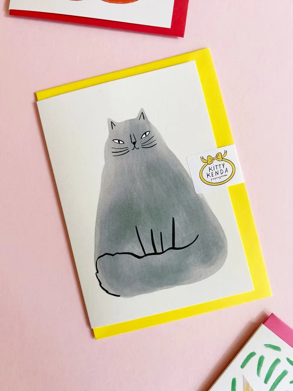 Floofy Grey Cat  - Greeting Card