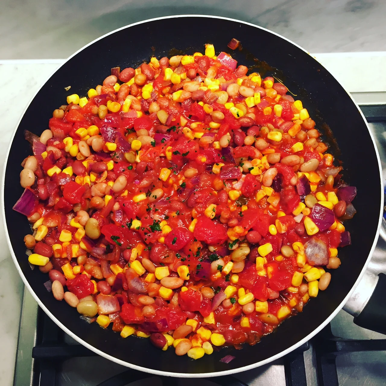 4 Mix Chilli Beans cooking in pan